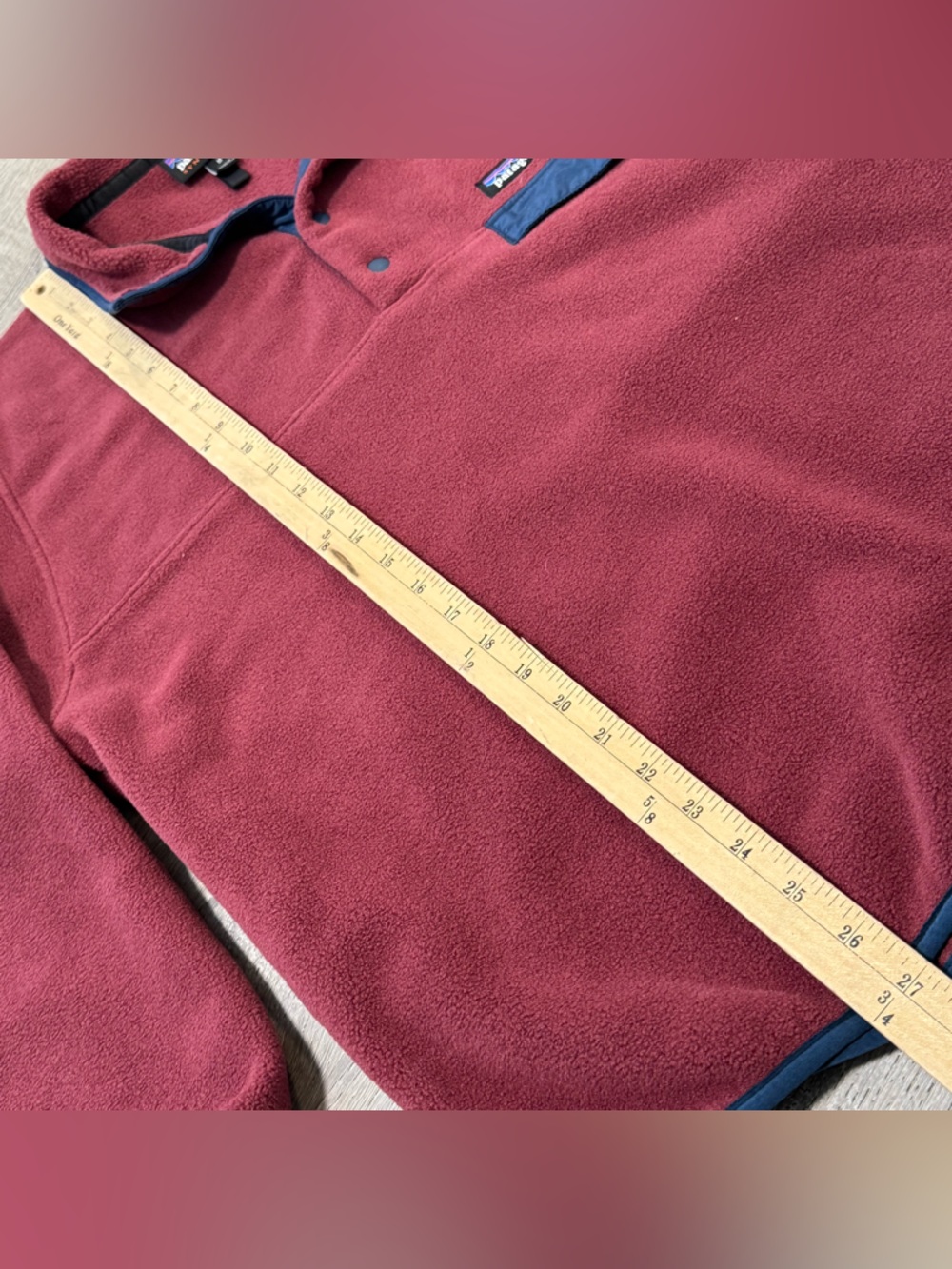 Vintage Patagonia fleece pullover red burgundy medium snap - Picture 6 of 7